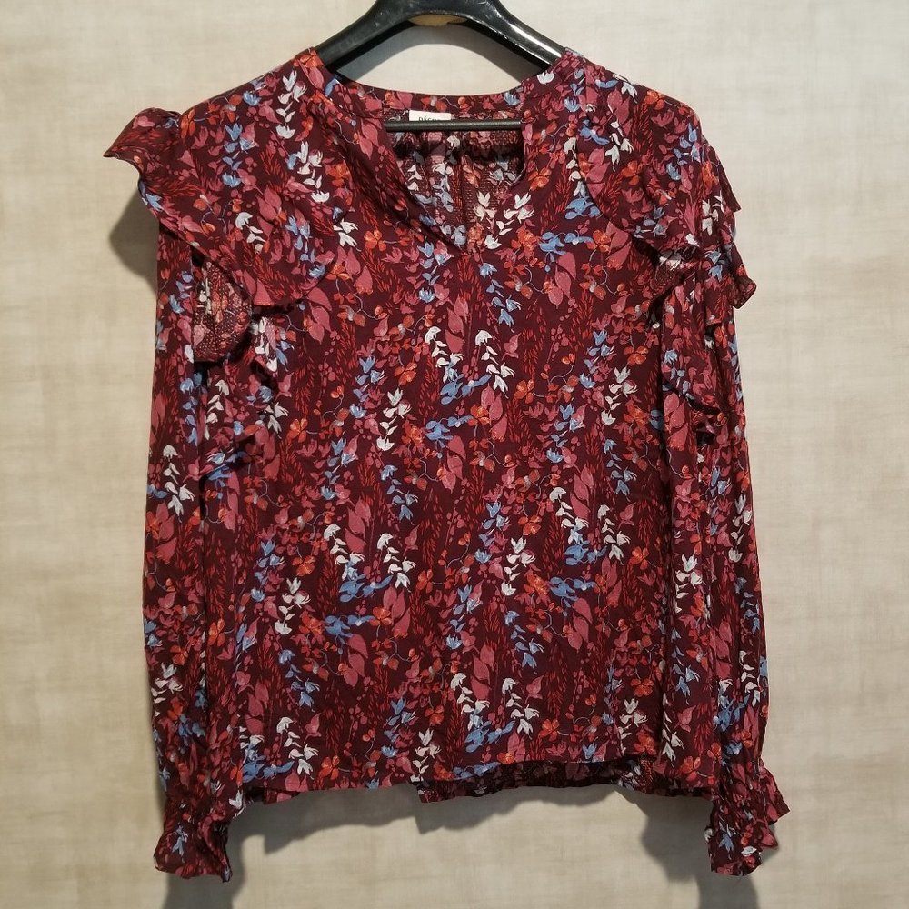 DECOR WOMEN'S LONG SLEEVE FLORAL BLOUSE